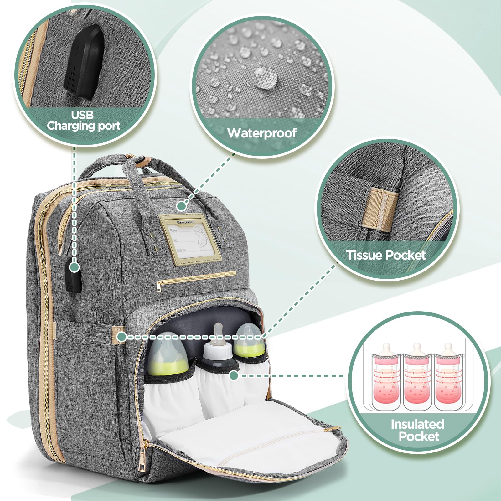 Lenski diaper bag with changing station for effortless diaper changes on the go.