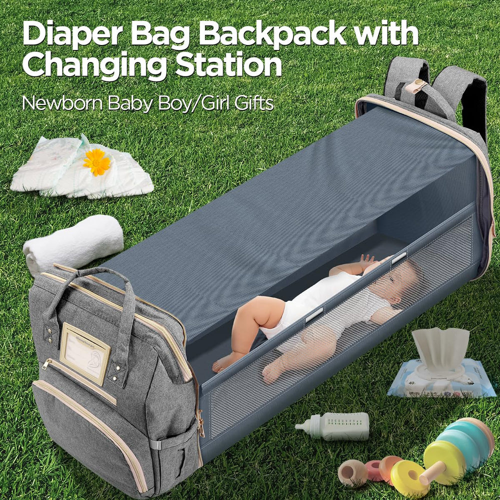 Lenski diaper bag with ergonomic back panel and adjustable straps for comfort.