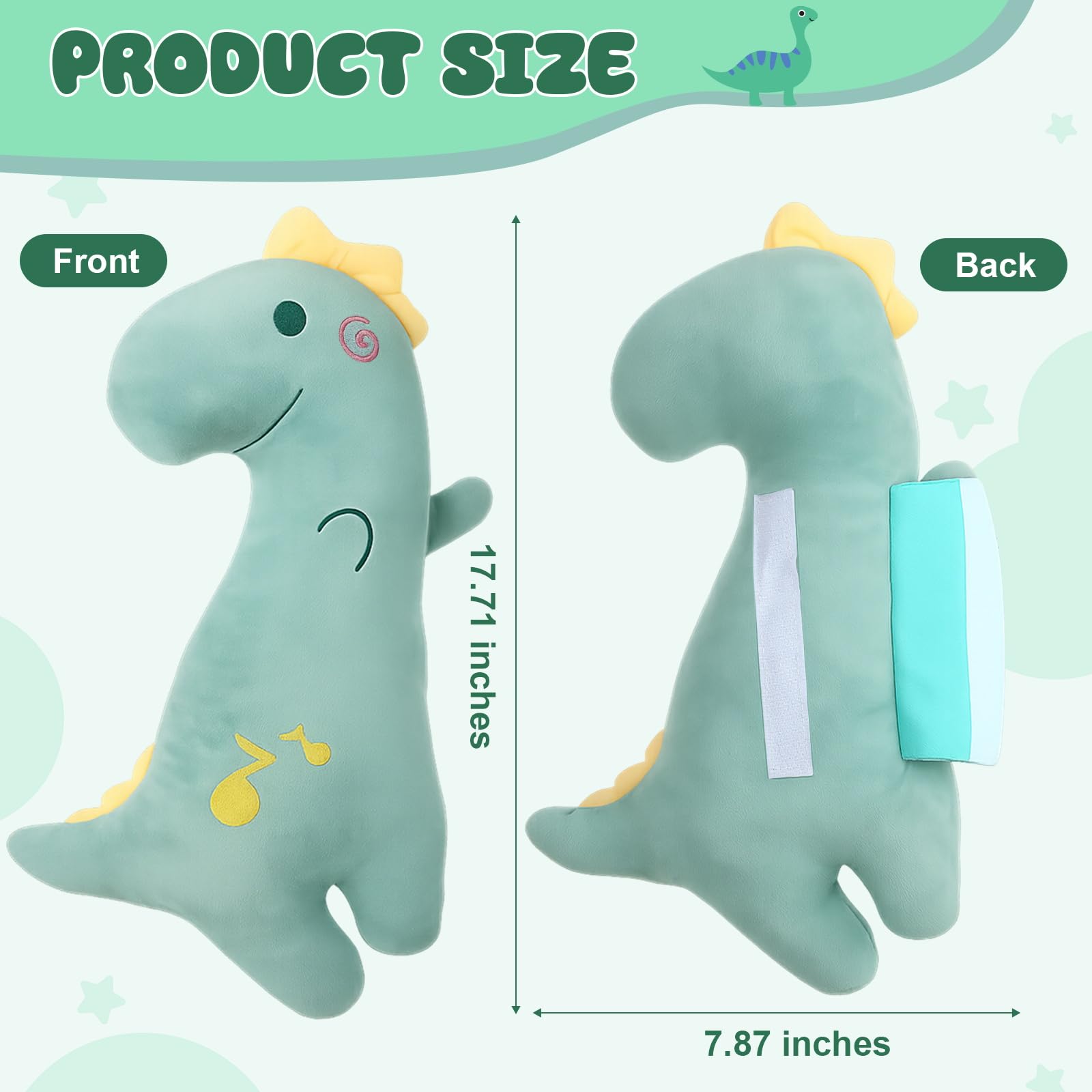 Lenwen car neck pillow with dinosaur pattern supports head during naps.