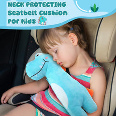 Lenwen kids blue dinosaur seatbelt cover eases friction for comfortable rides