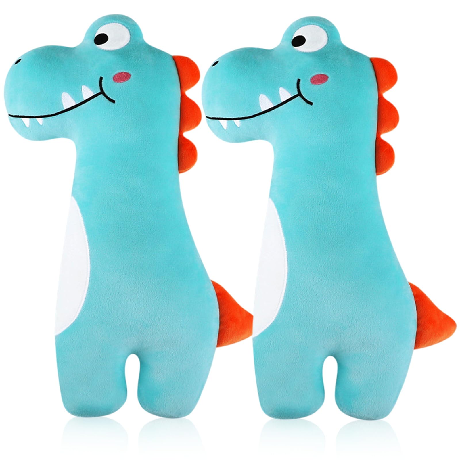 Lenwen seatbelt pillow for kids in blue dinosaur pattern provides neck support on car trips