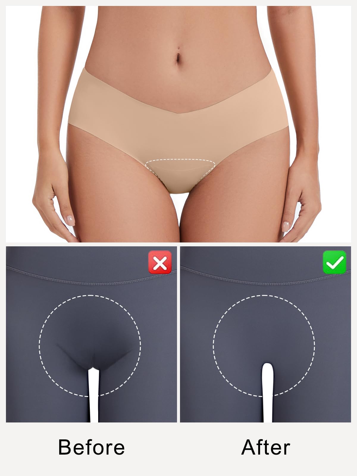 Leovqn seamless concealer underwear side view highlights stay-put design.