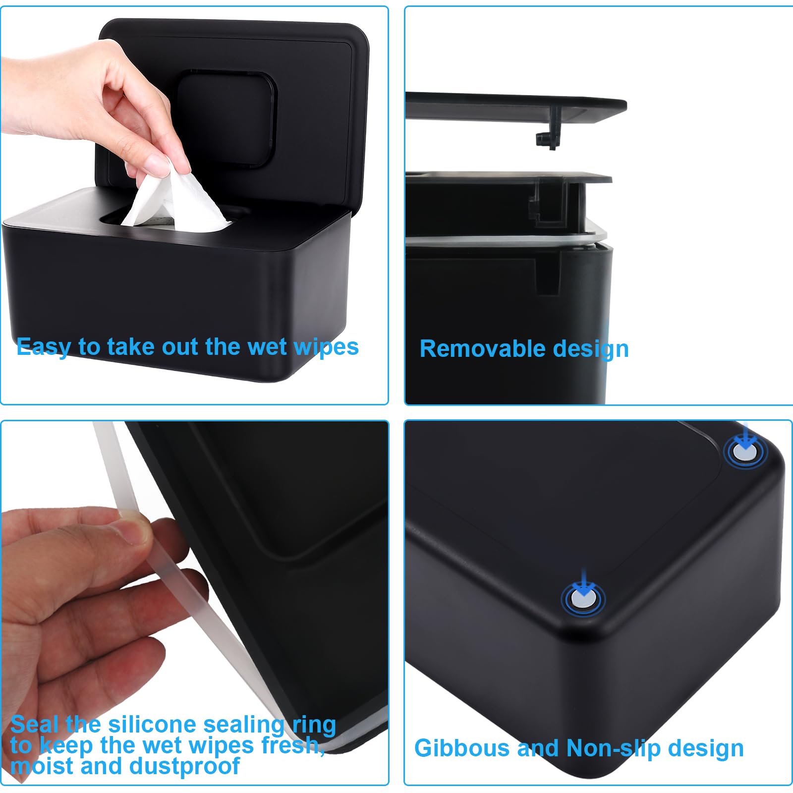 LEQXGO baby wipe holder features non-slip feet for stable use anywhere.