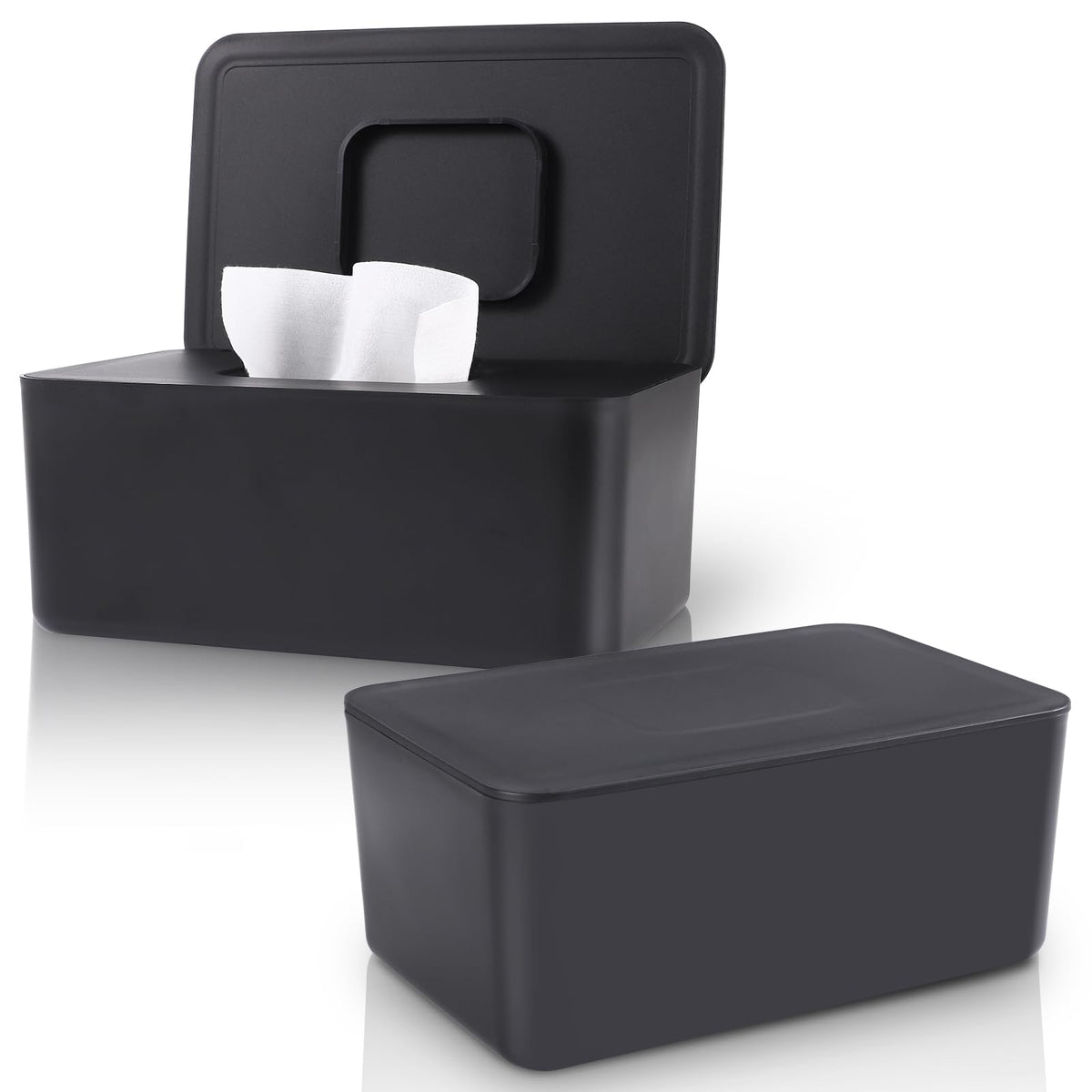 LEQXGO baby wipes dispenser, black, compact and accessible for daily use.