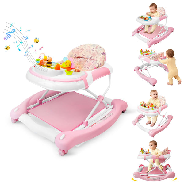 Lerrutue 5-in-1 Baby Walker folded for compact storage.