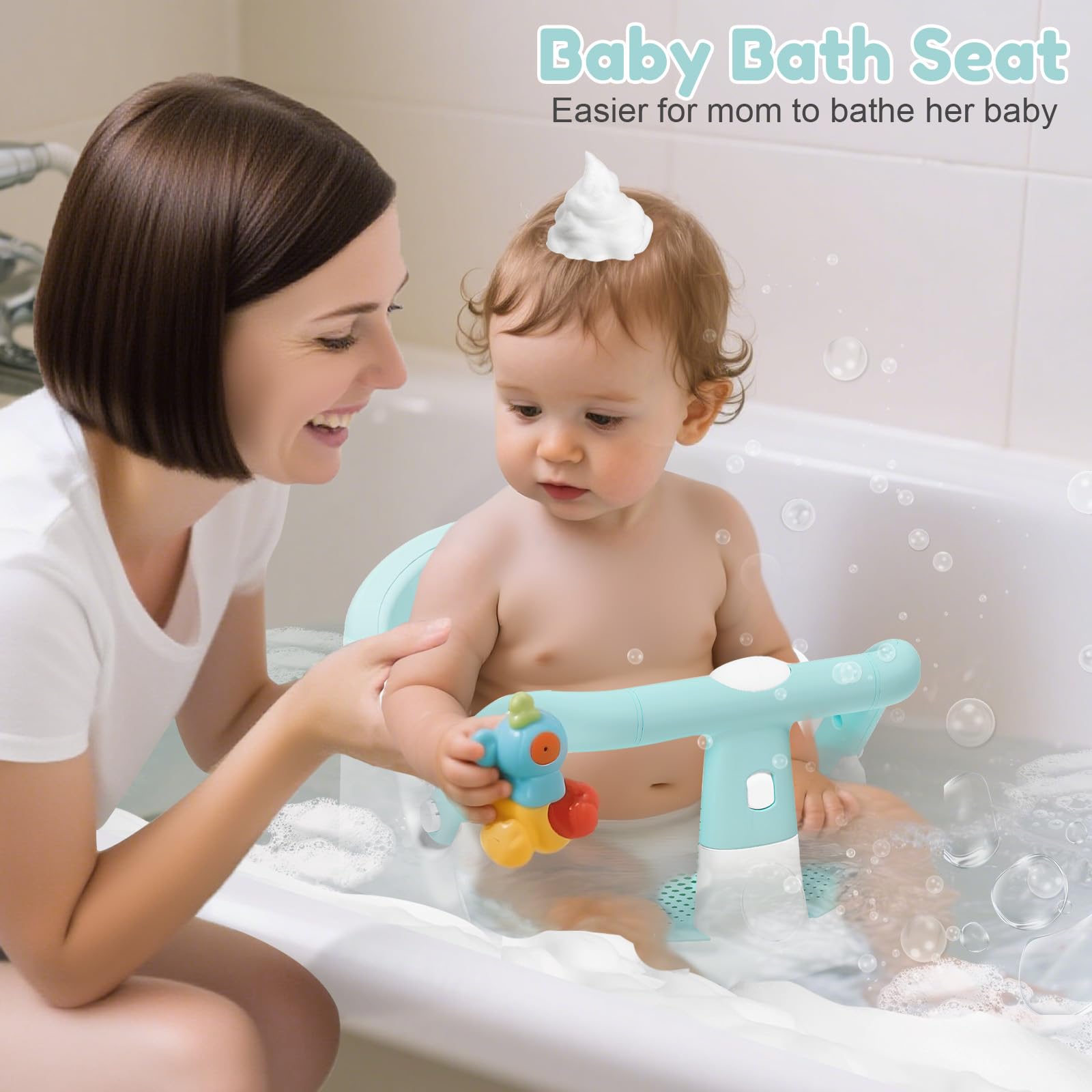 Lerrutue baby bath seat with ergonomic backrest supports baby's spine