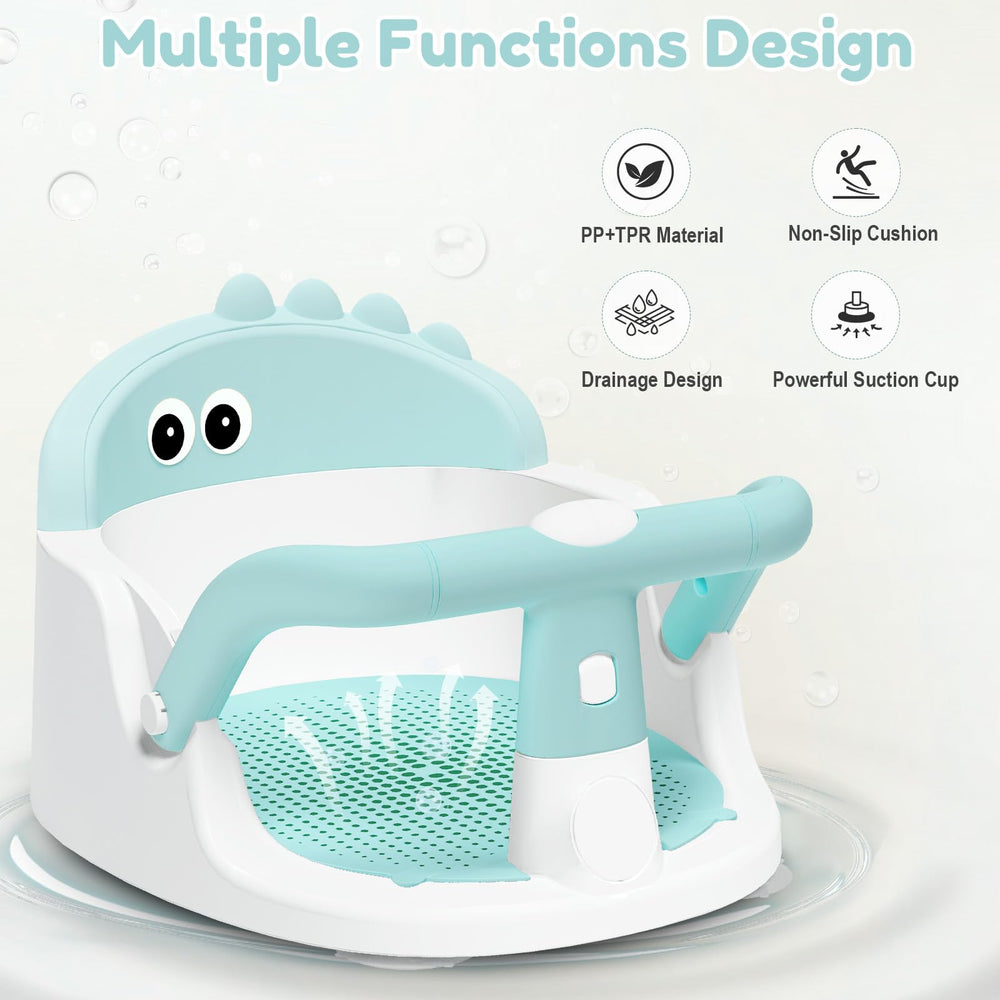 Lerrutue baby bath seat with wrap-around armrests for secure positioning
