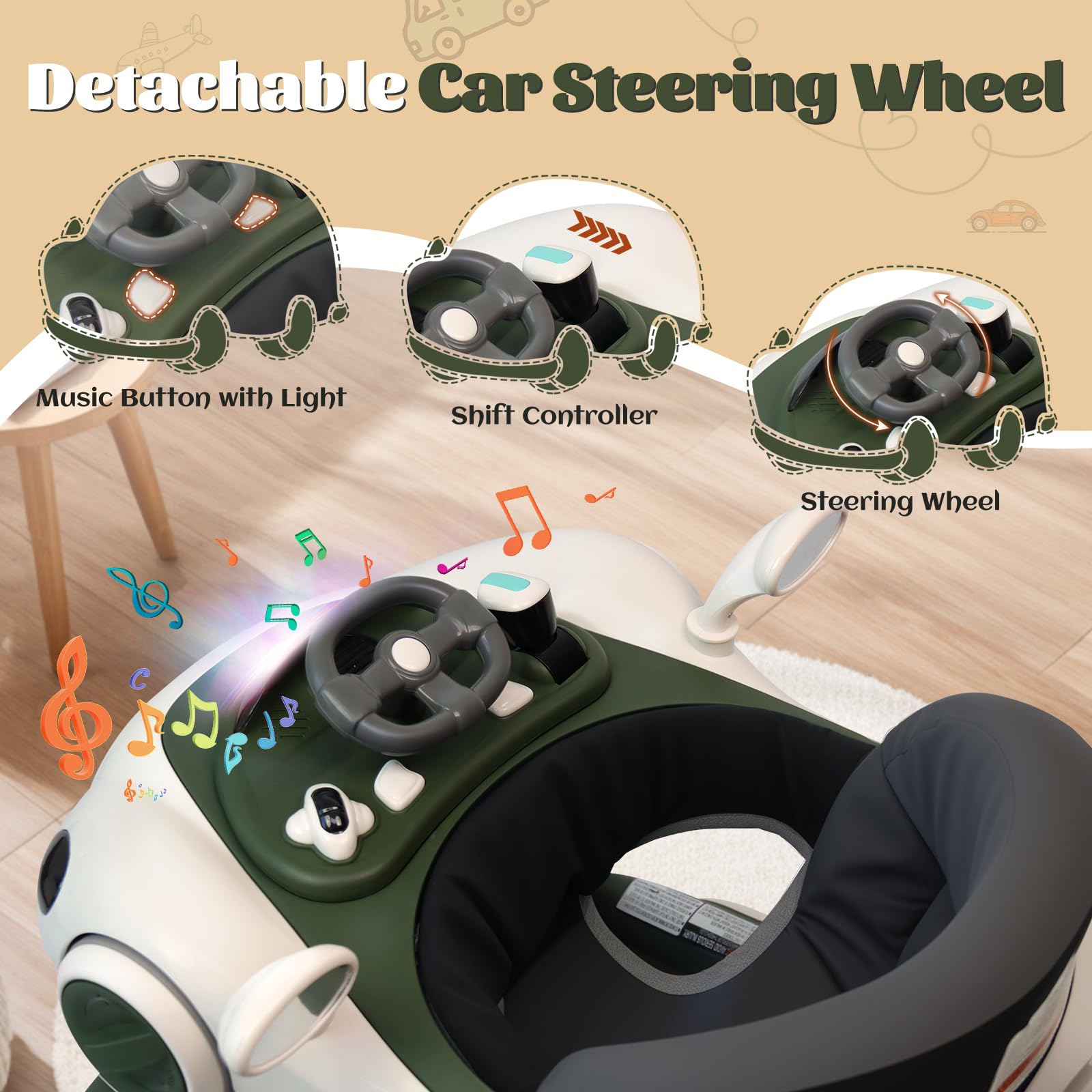Lerrutue 4-in-1 walker modes help babies explore walking and movement