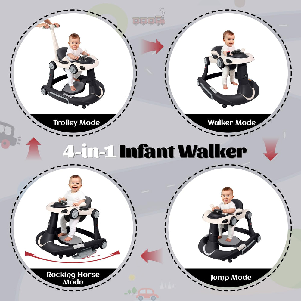 Lerrutue walker with anti-slip wheels for smooth movement on different floors.
