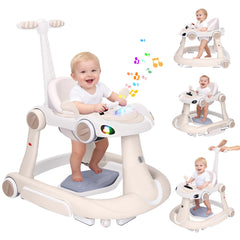Lerrutue baby walker with wheels and interactive driving panel for engaging play