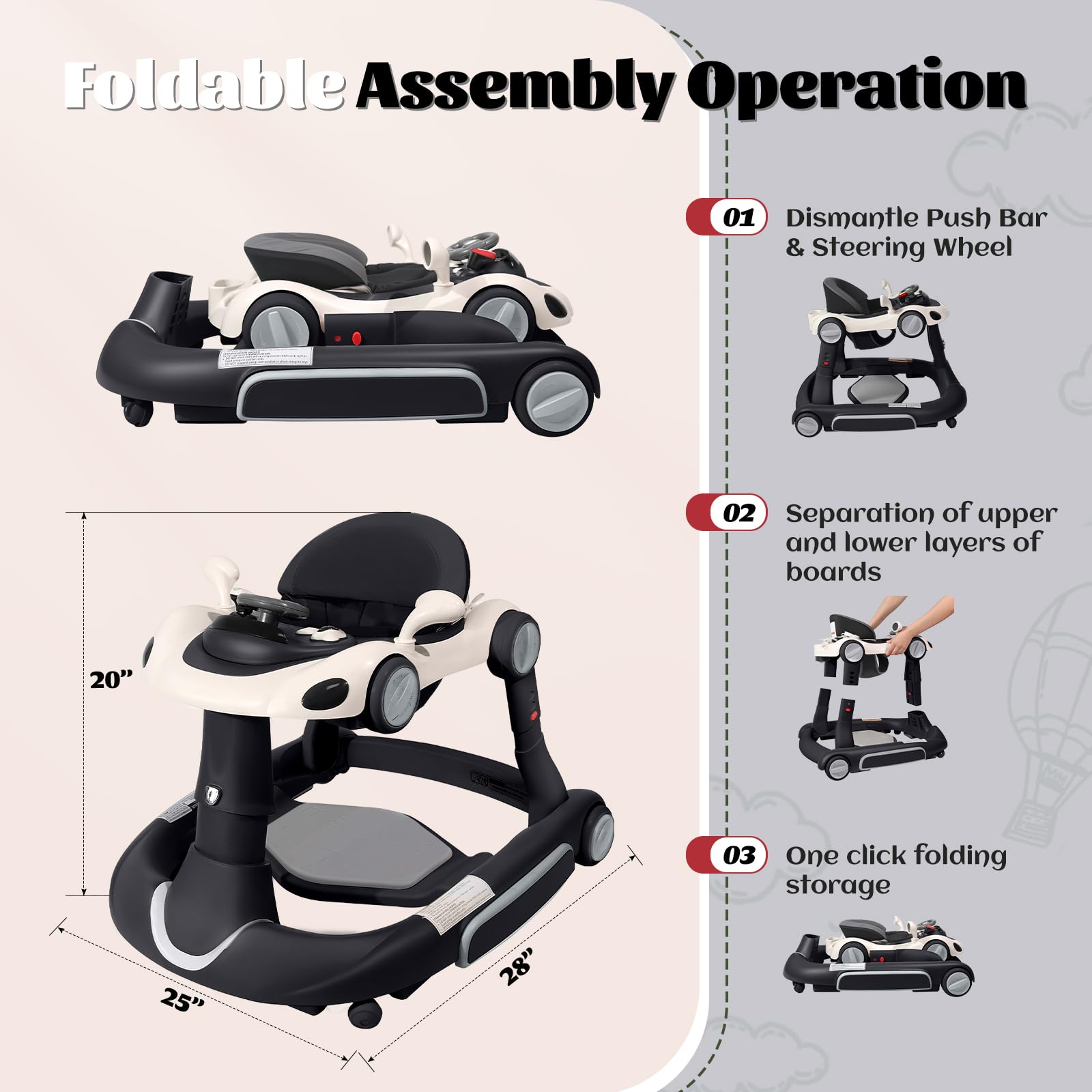 Lerrutue adjustable height seat that grows with your baby for comfort.