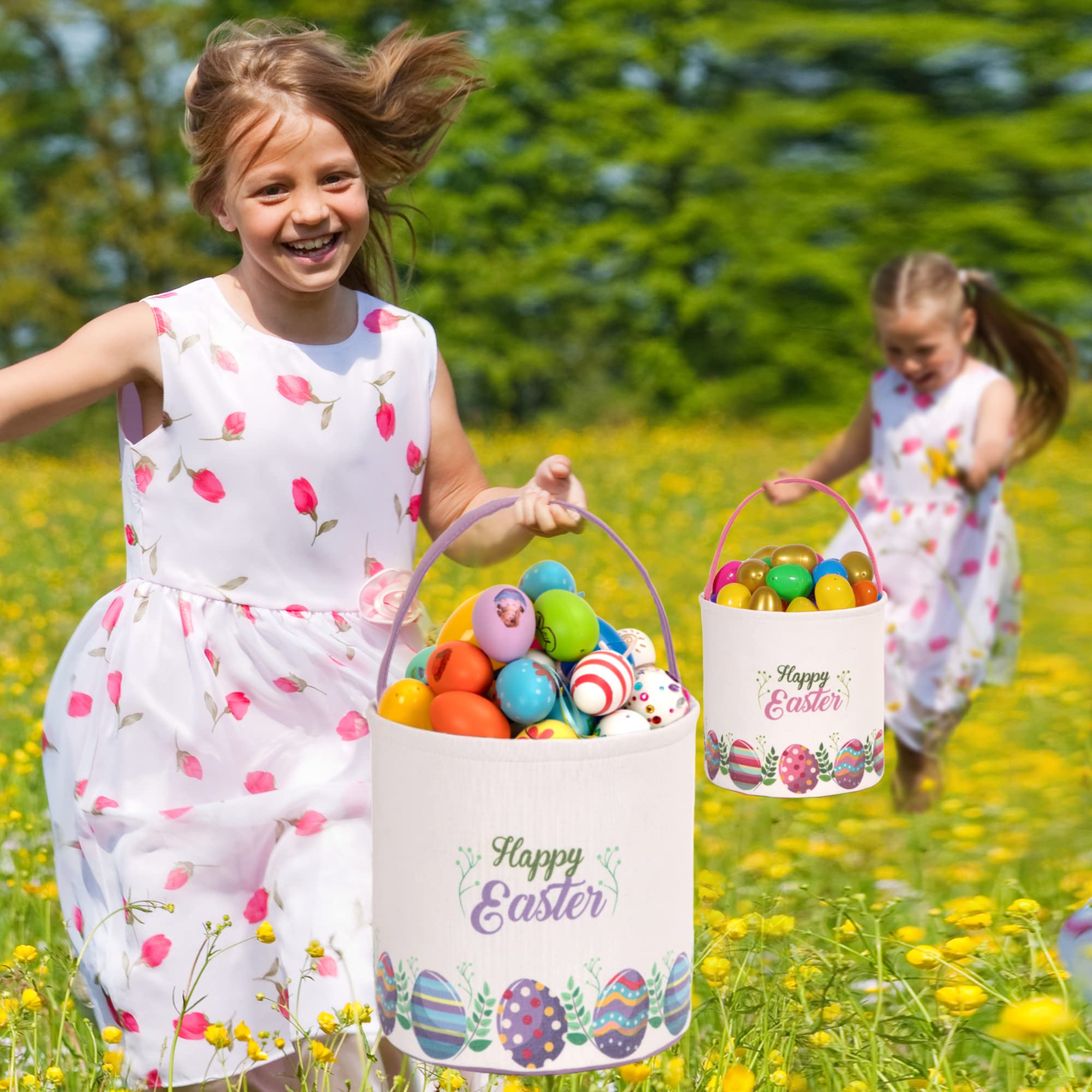 LessMo Easter basket size 9.2 x 9.6 inches for eggs and gifts