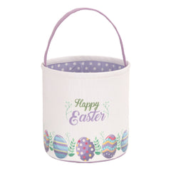 LessMo Easter Bunny Basket in purple canvas, perfect for egg hunts