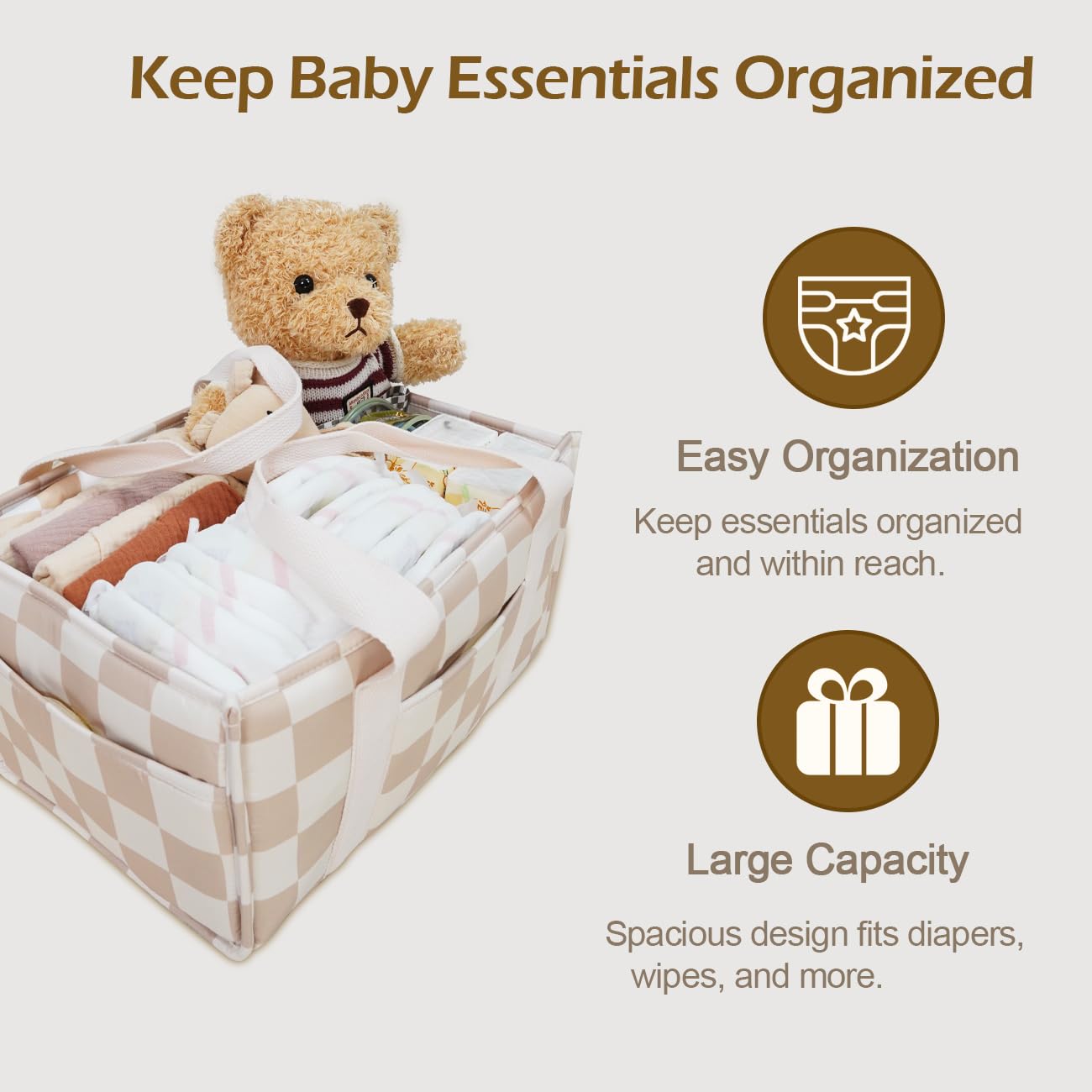 Lethooly diaper caddy serves as a thoughtful baby shower gift and storage basket.