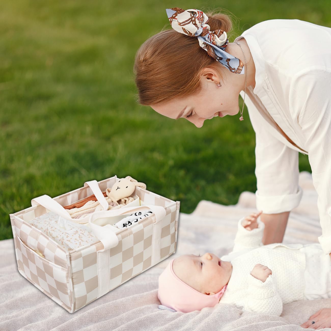 Lethooly diaper caddy interior with wide space for diapers and wipes.