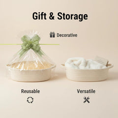 LETIAFINE bathroom storage basket in cotton rope for tidy towels