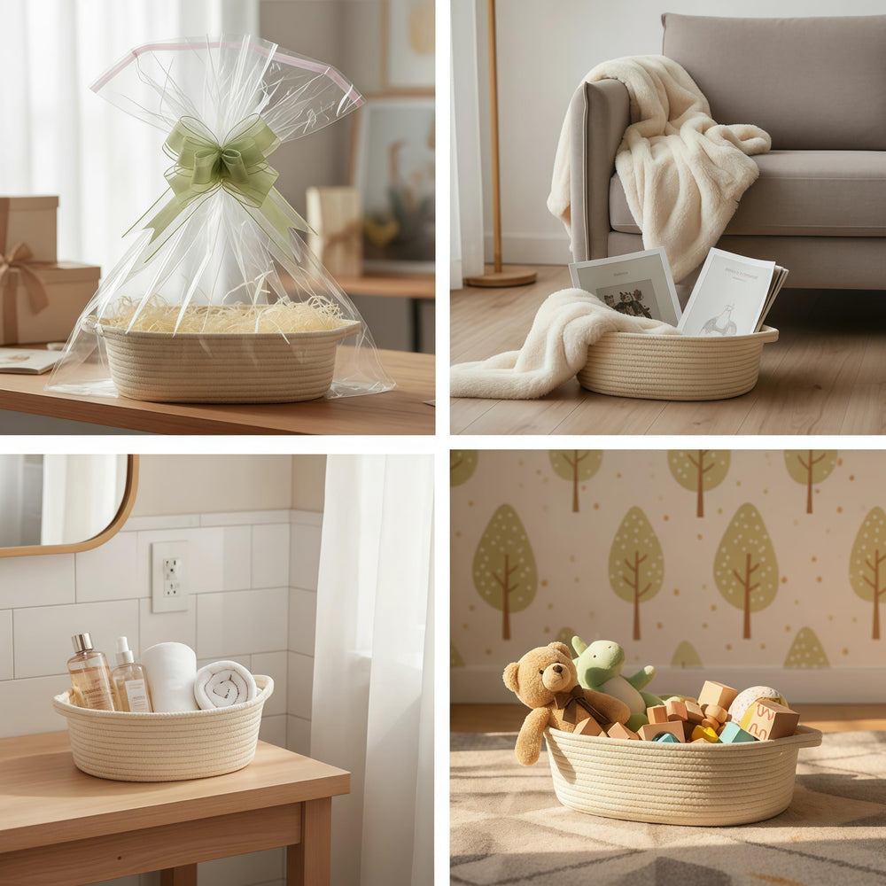 LETIAFINE natural cotton rope basket is durable and easy to clean