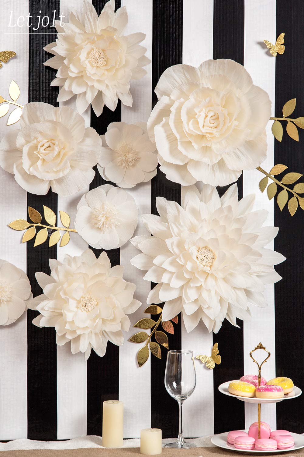 Letjolt Backdrop for Baby Shower shimmering gold branches create a festive backdrop.