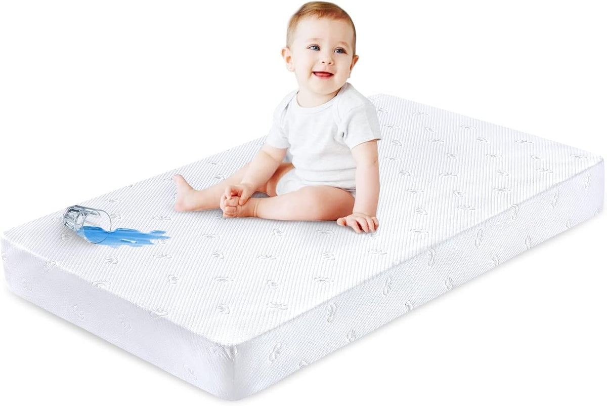 Letmxiu crib mattress protector fitted with deep elastic skirt for secure fit.