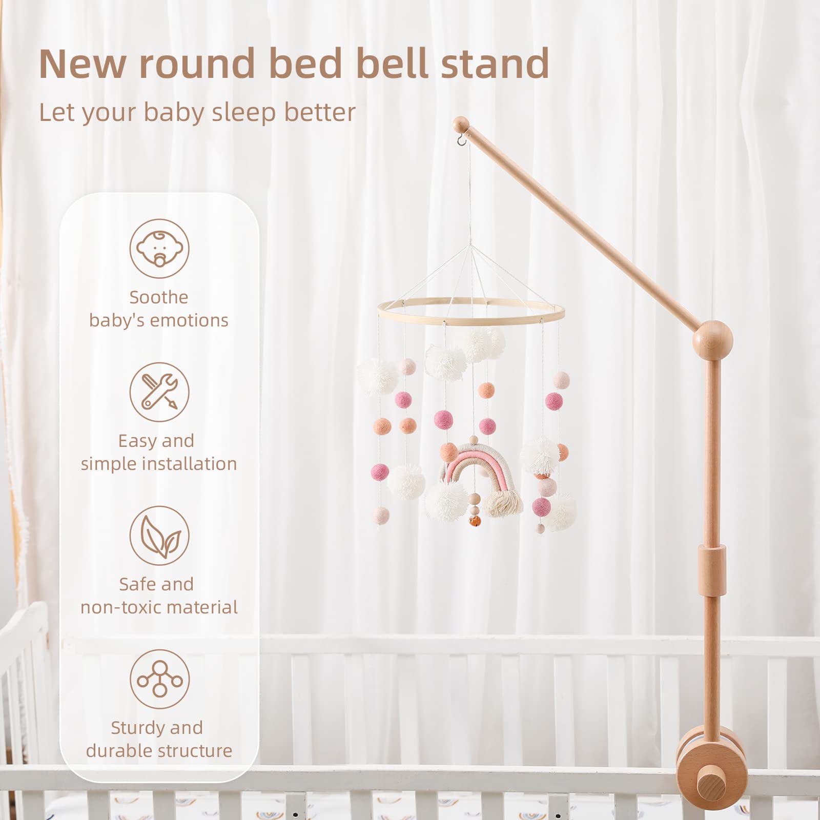 let's make crib arm rotates 360 degrees for flexible decoration placement