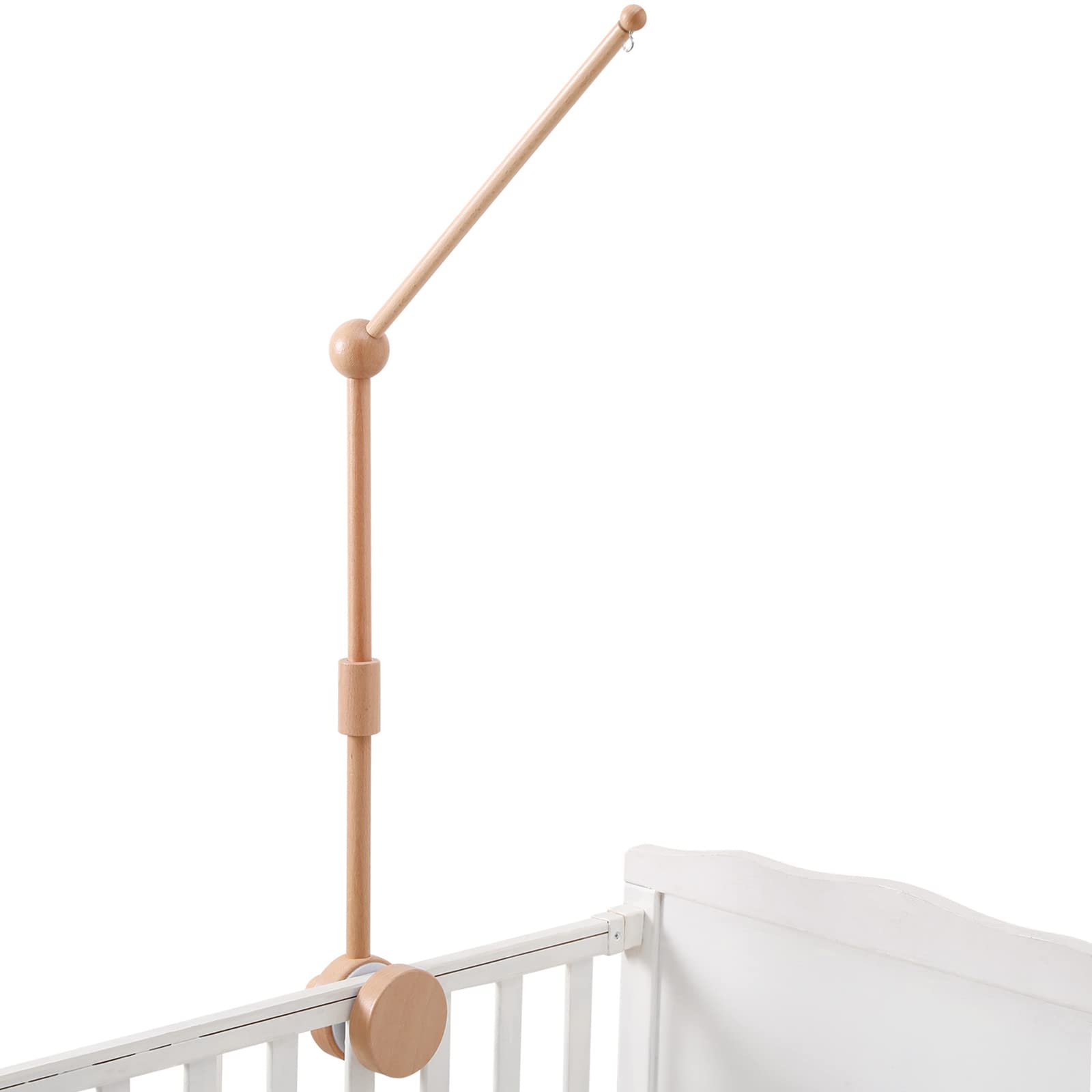 let's make baby crib mobile arm in natural beechwood finish enhances nursery style