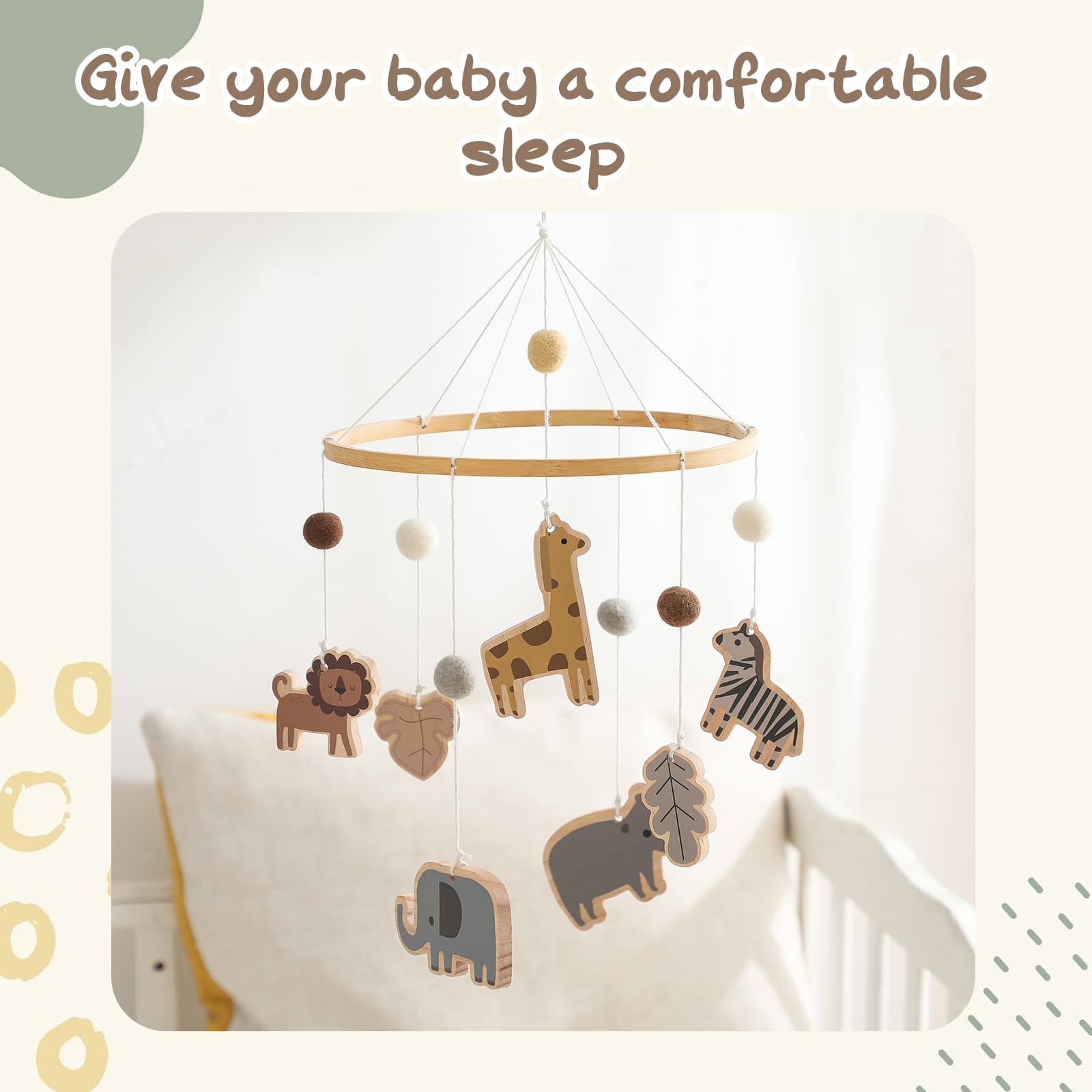 Let's Make safari nursery decor promotes visual focus and gentle engagement.