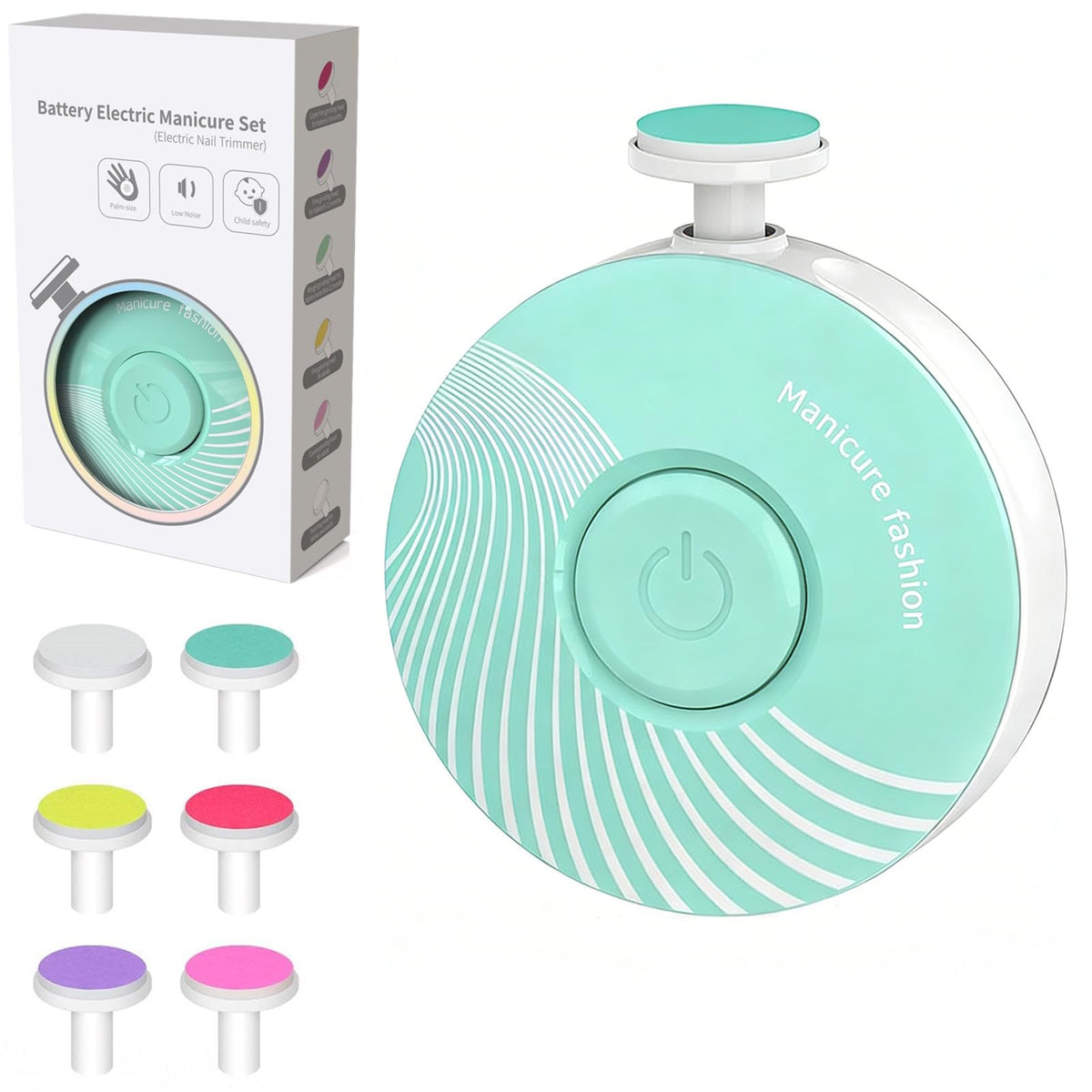 LETUENMI Electric Baby Nail Trimmer with 6-heads overview for versatile age range.