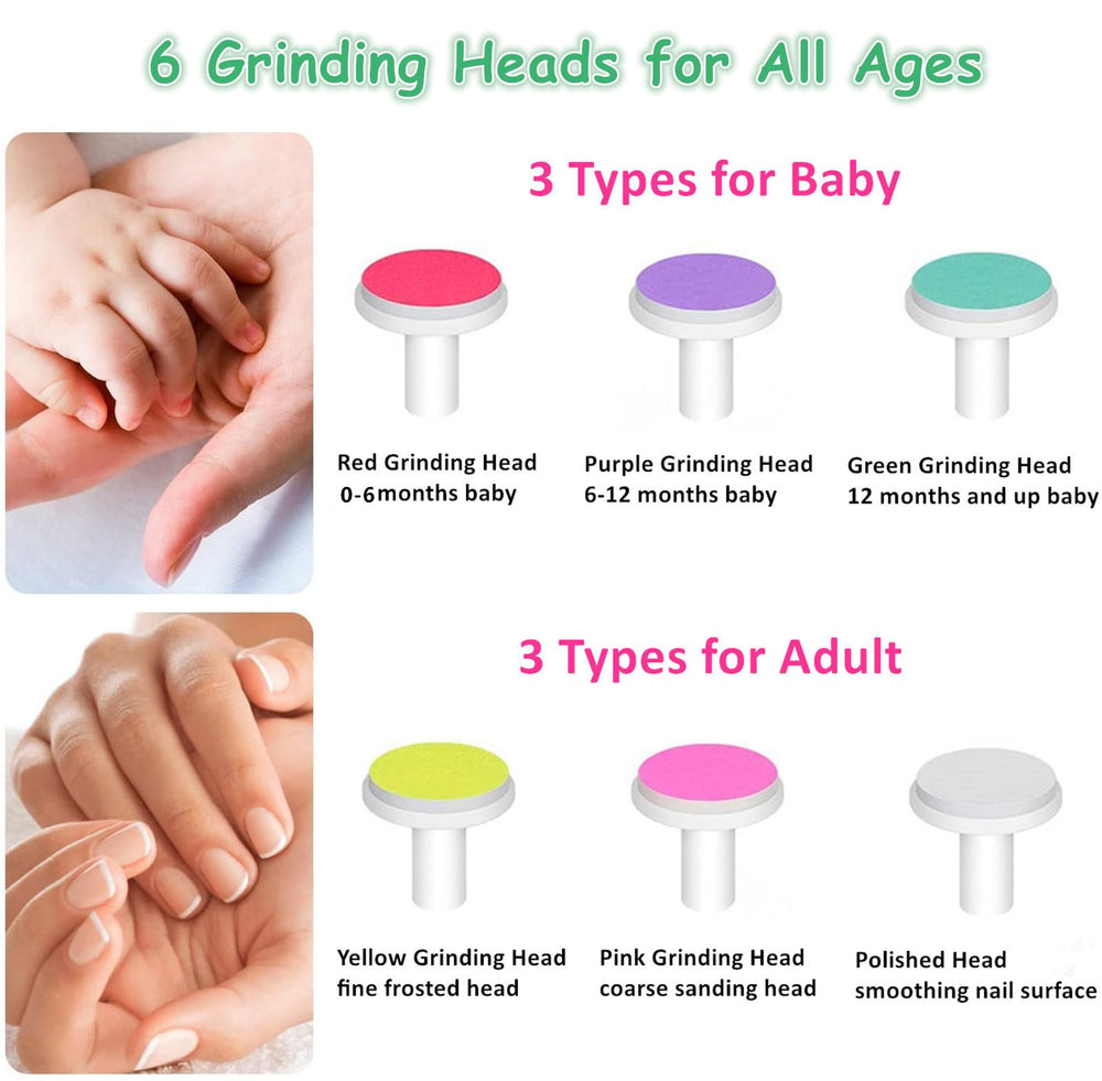 LETUENMI red head attachment helps safe nail shaping for 0–6 months.