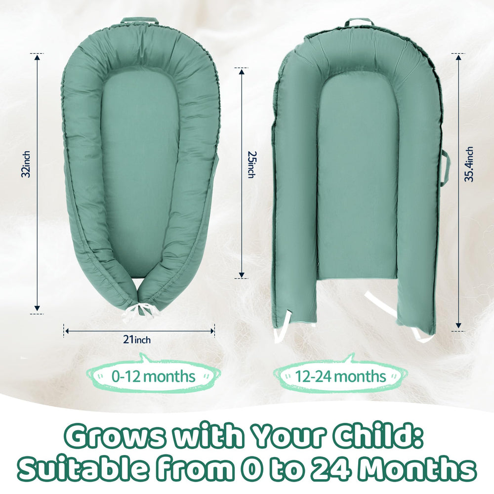 Letwearn baby lounger cover shows a 360-degree bumper for secure, cozy sleep.