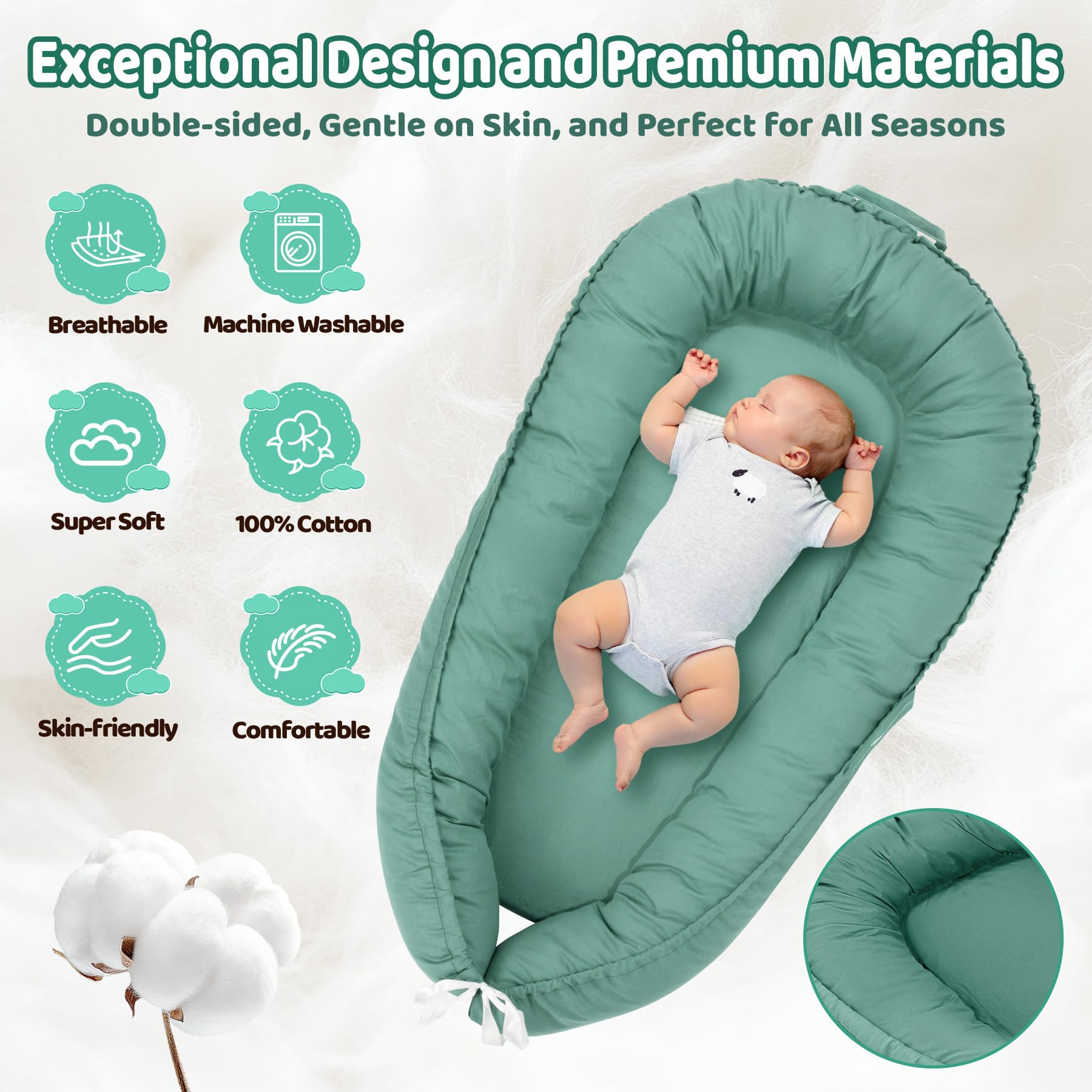 Letwearn baby lounger cover is lightweight for easy transport and travel.