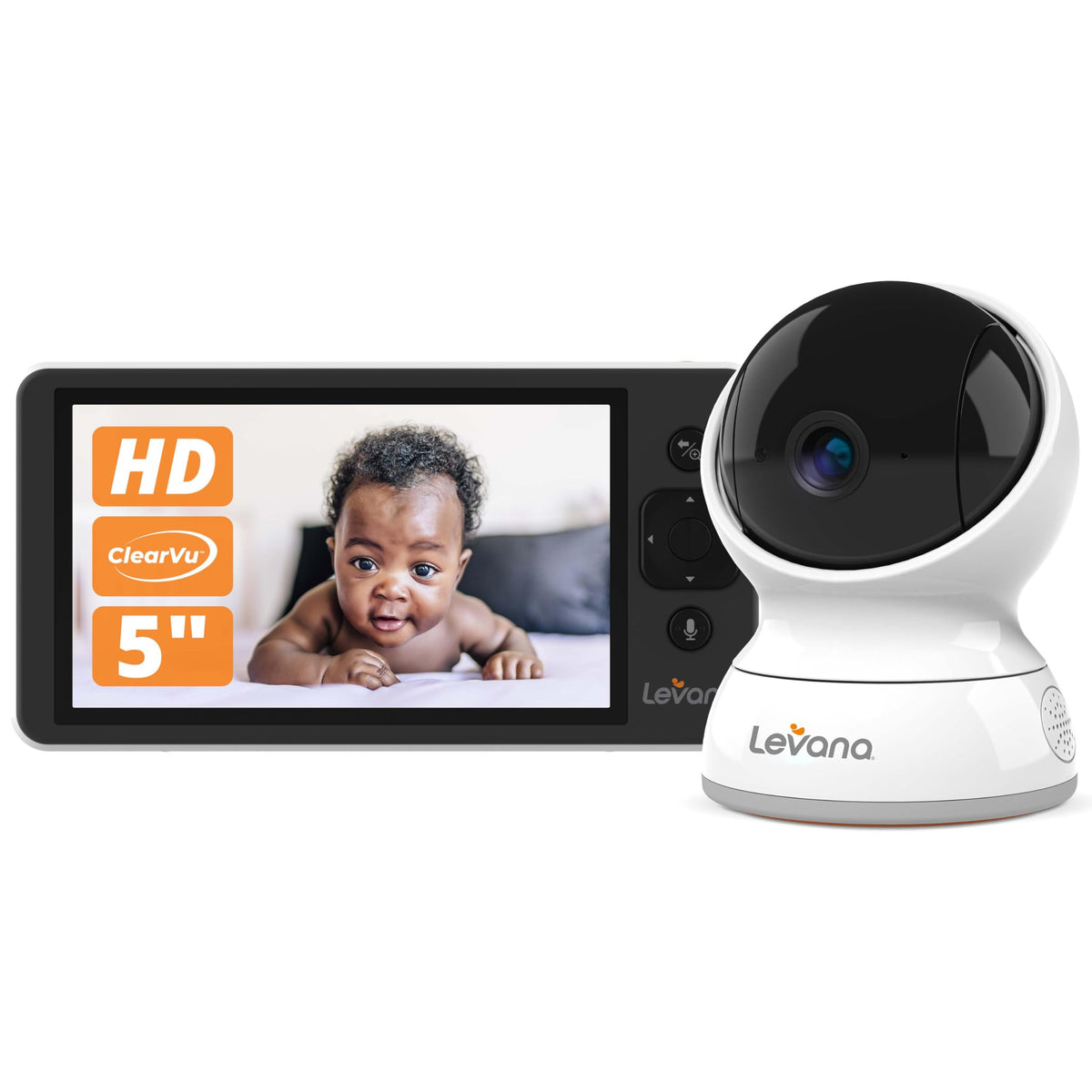 Levana Ella PTZ camera covers the nursery with wide pan and tilt for full view