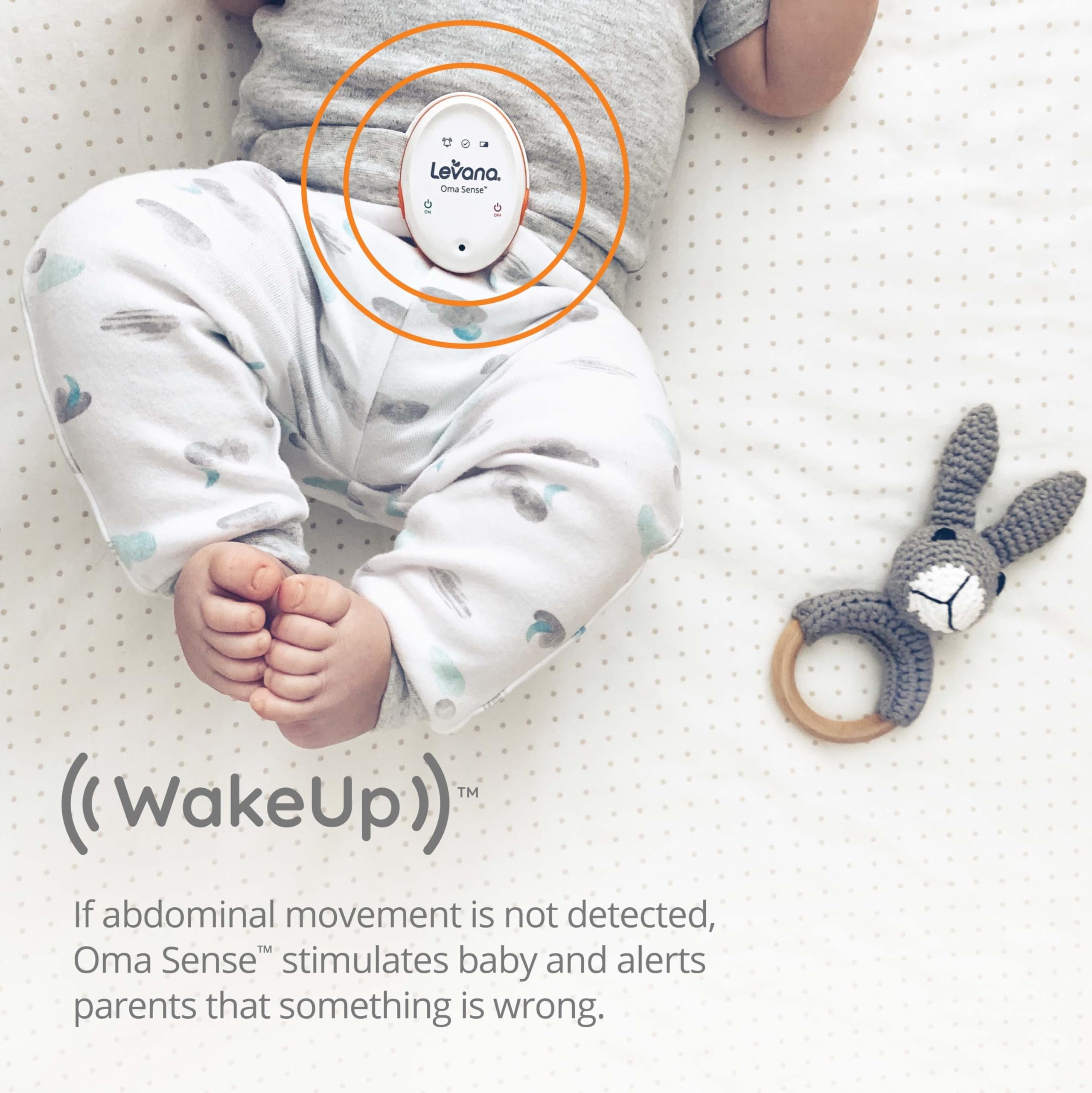 Blue flashing light confirms Oma Sense is active during sleep.