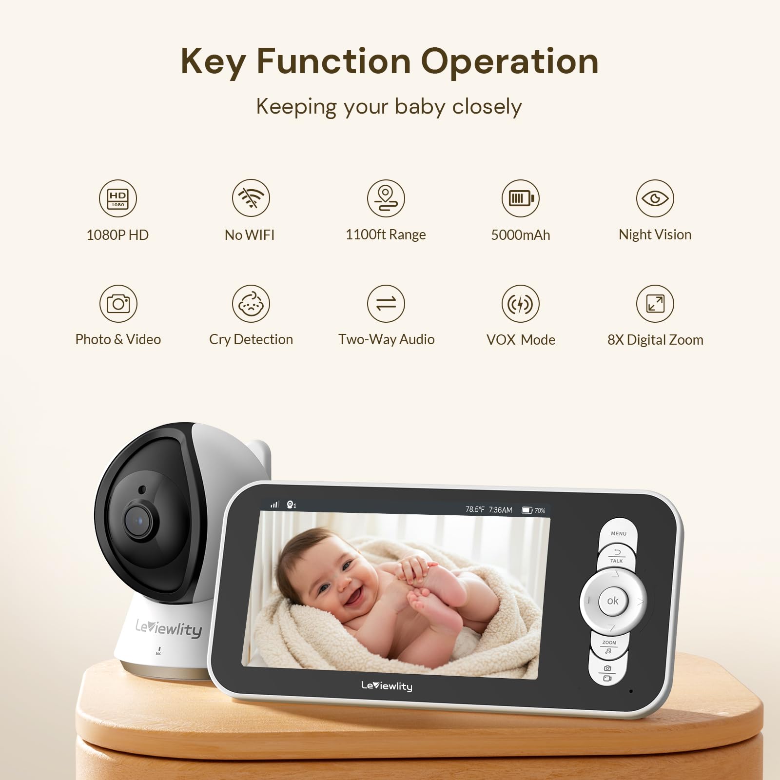Leviewlity monitor shows 1100ft range for reliable nursery checks
