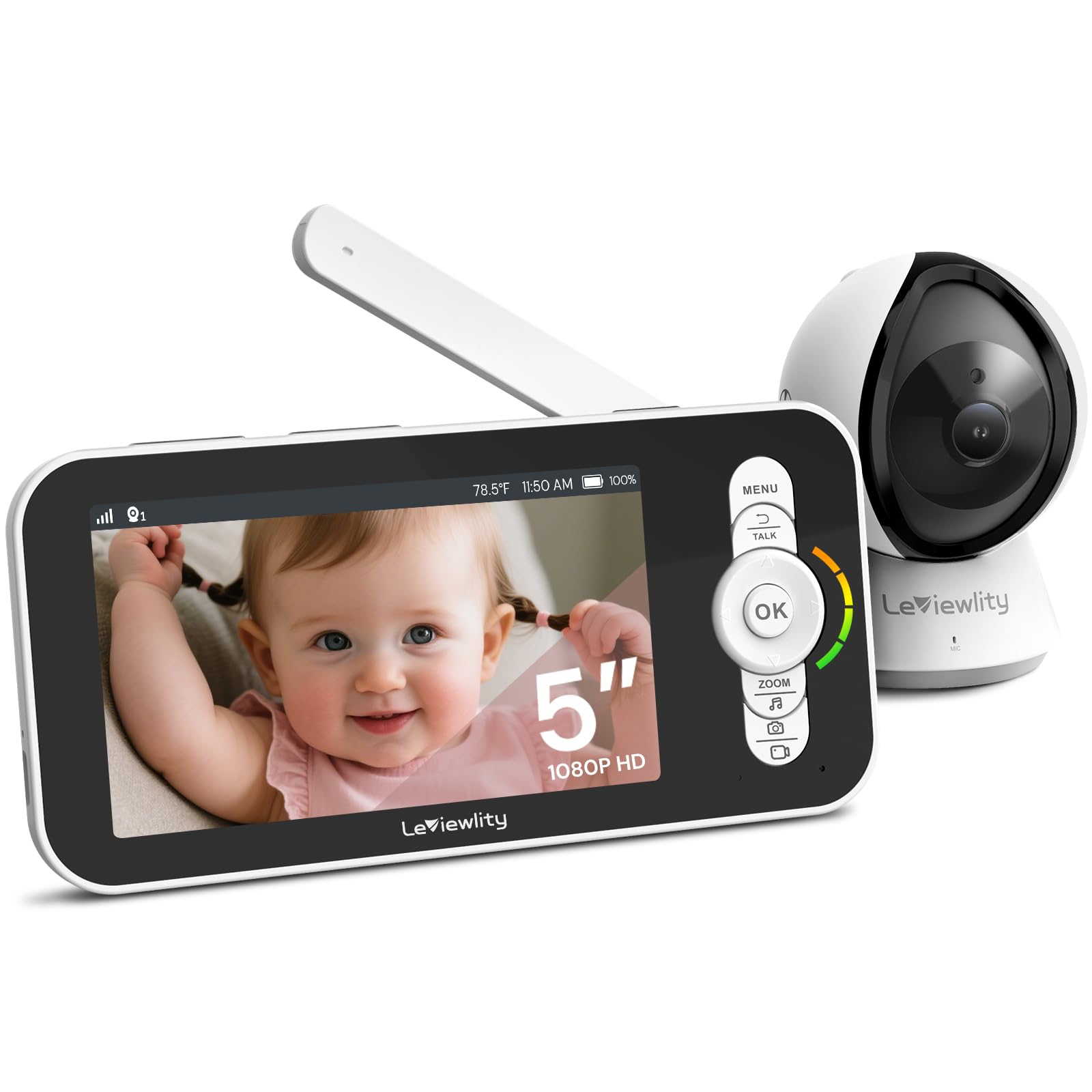 Leviewlity no-wifi baby monitor camera with 5-inch display for clear nursery viewing