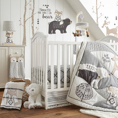 Levtex Baby Bailey charcoal taupe white striped plush blanket complements any nursery.