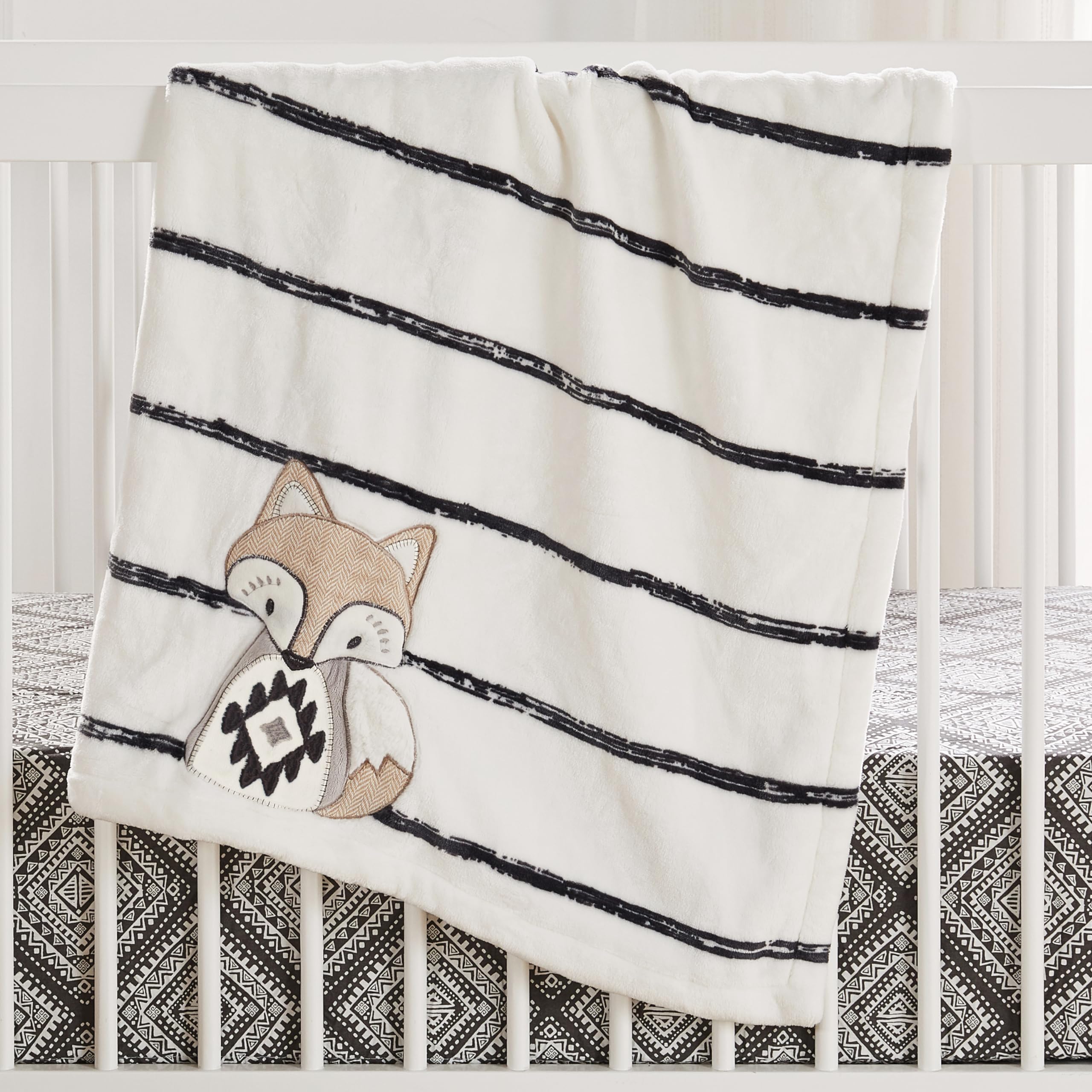 Levtex Baby Bailey fox embroidery highlights playful nursery decor and warmth.