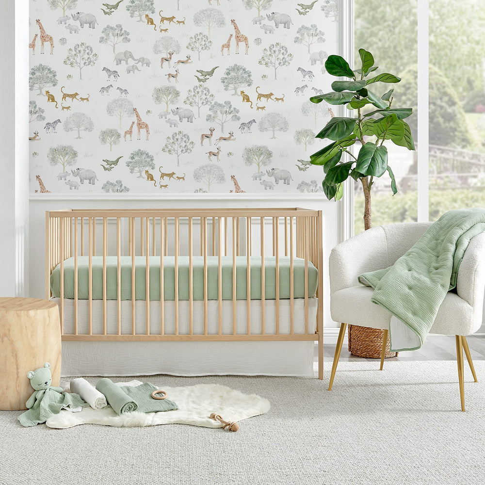 Levtex Baby Cloud Muslin Crib Set quilt in sage stars for gentle naps