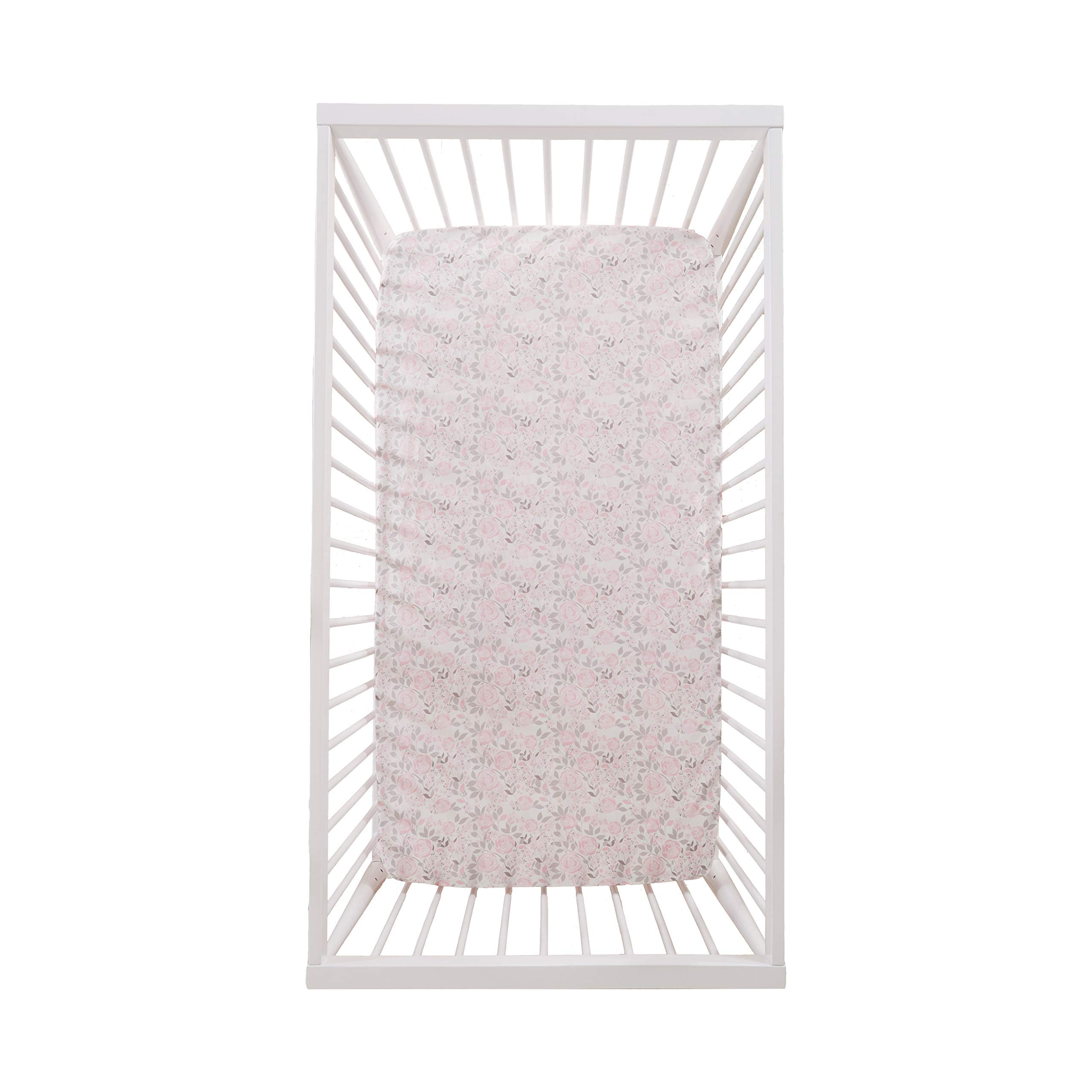 Levtex Baby Colette pink-grey themed crib sheet, coordinated with nursery decor