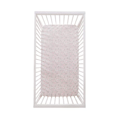 Levtex Baby Colette pink-grey themed crib sheet, coordinated with nursery decor