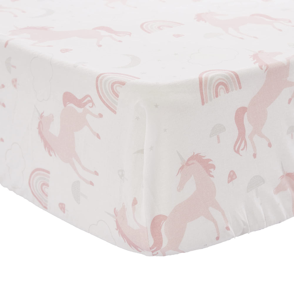 Levtex Baby Colette white rail guard protects crib rails in coordinated style