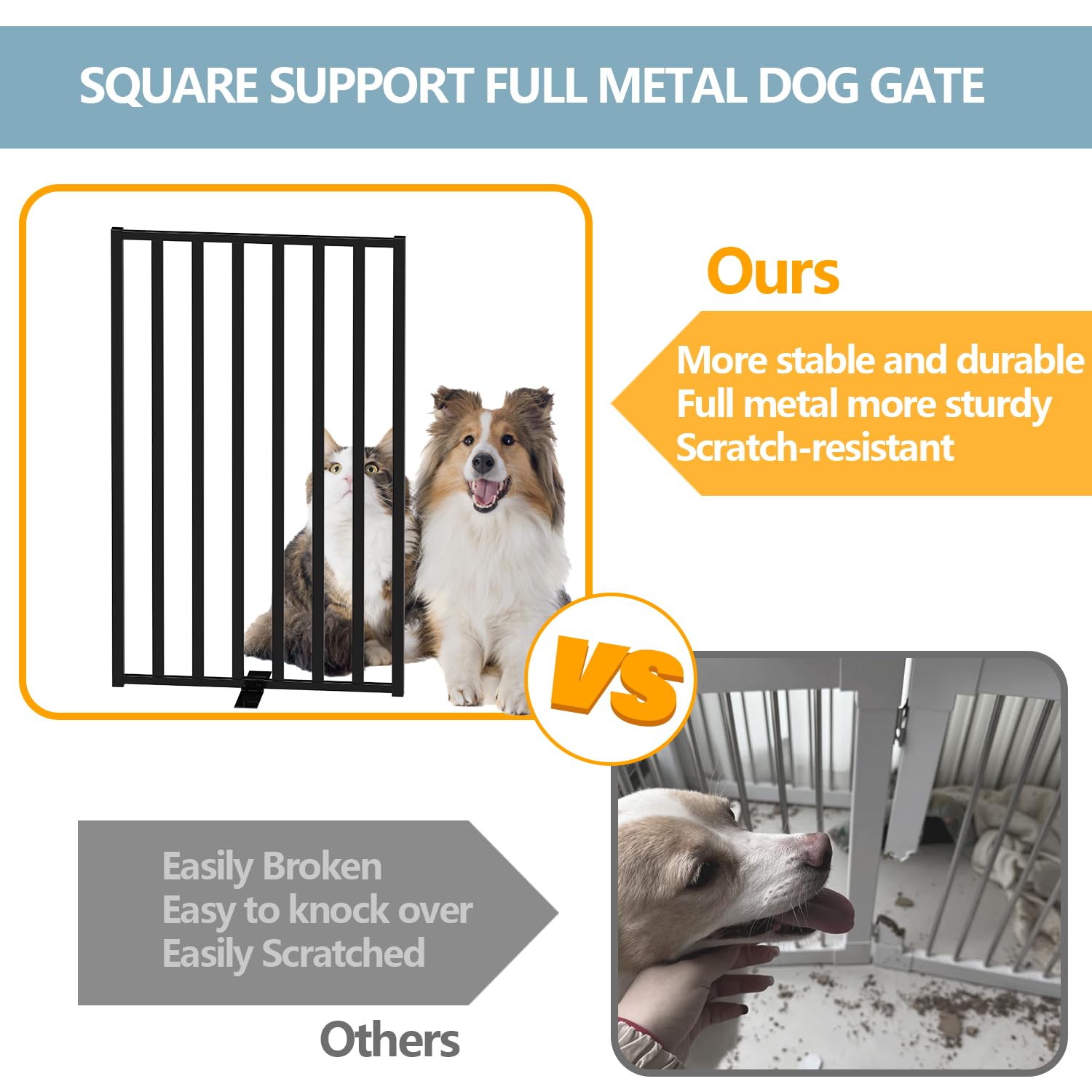 Lezbanz 32-inch height 8-panel gate contains small to medium dogs safely.