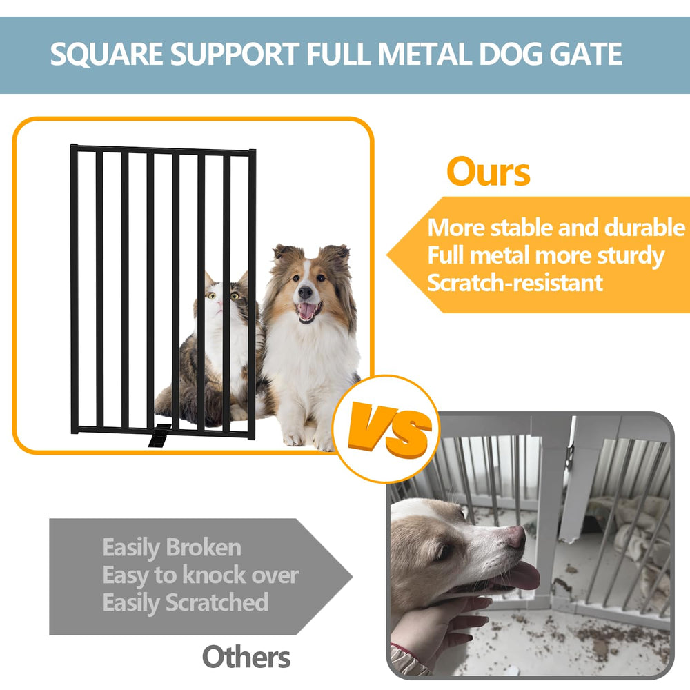 Lezbanz 32-inch height 8-panel gate contains small to medium dogs safely.