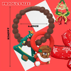 Leziazany bear teething ring comforts teething babies with textured surface.
