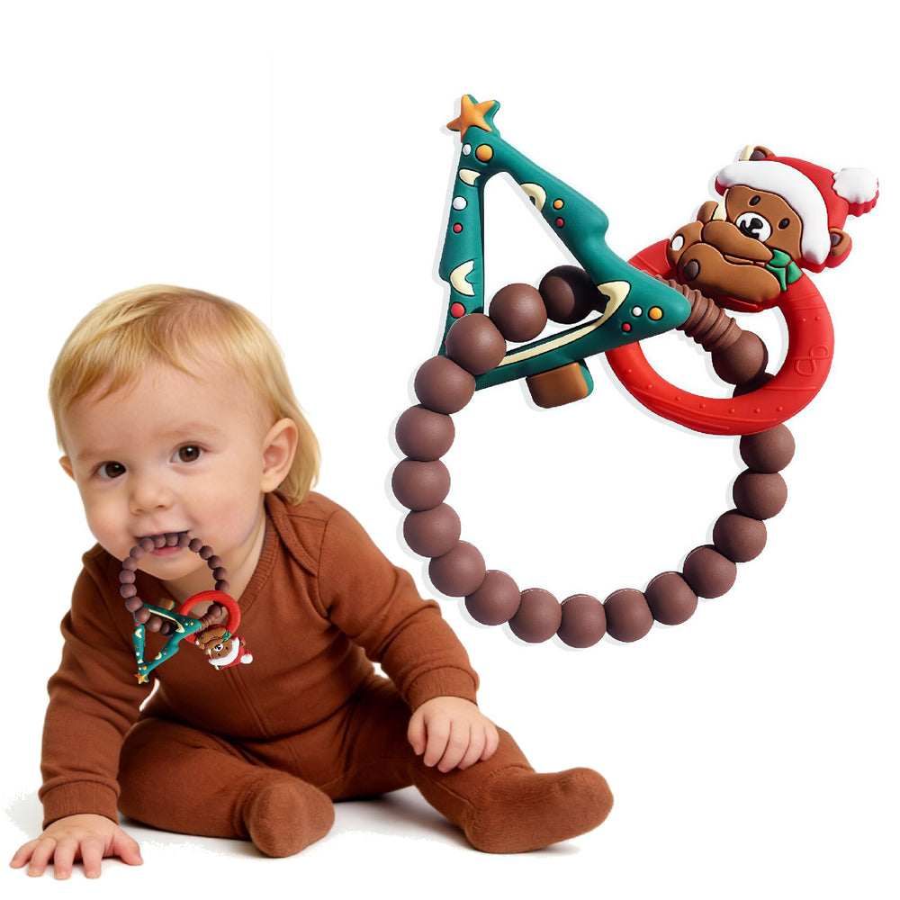Leziazany Christmas tree teether soothing gums with safe silicone.