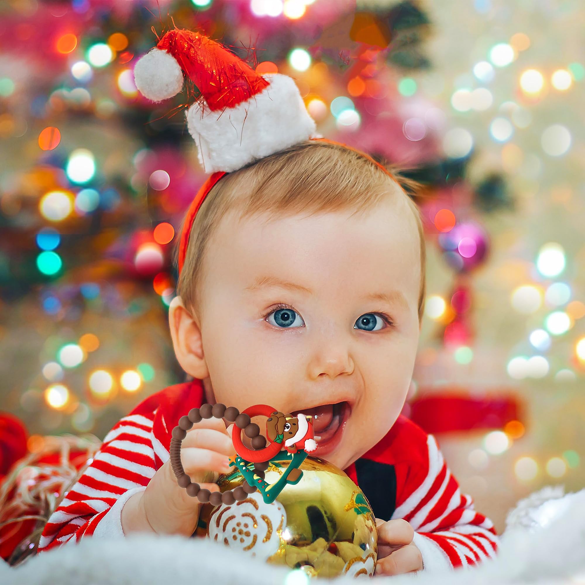 Leziazany silicone baby teether offers durable, heat resistant chewing.