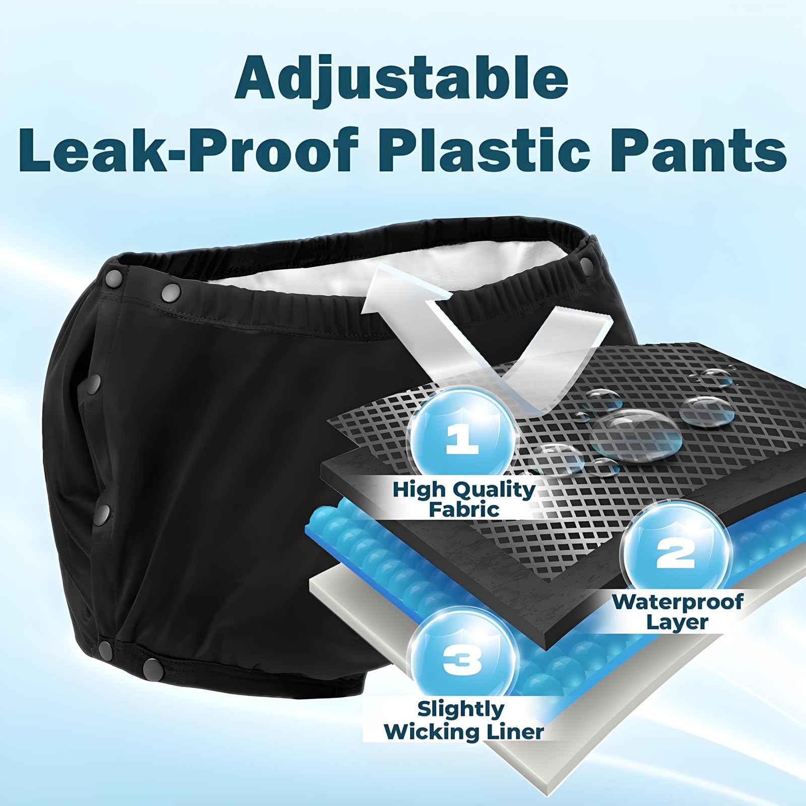 LFDAVP adult diaper covers side view, adjustable fit for leak protection.