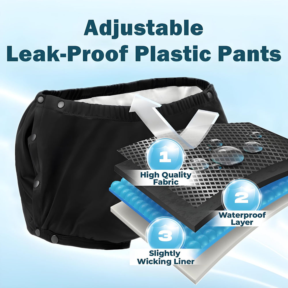 LFDAVP adult diaper covers side view, adjustable fit for leak protection.