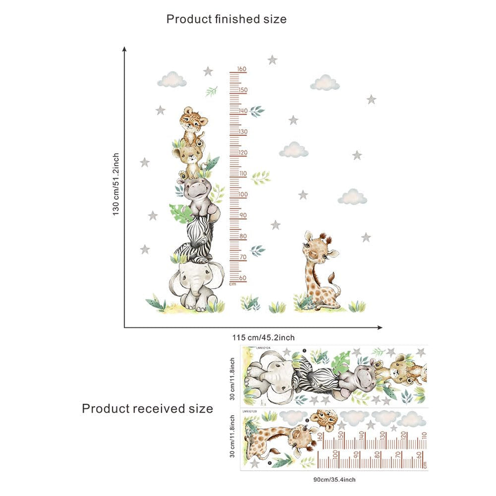 LFQZSNHD pastel jungle wall decal perfect for nurseries and growth tracking.