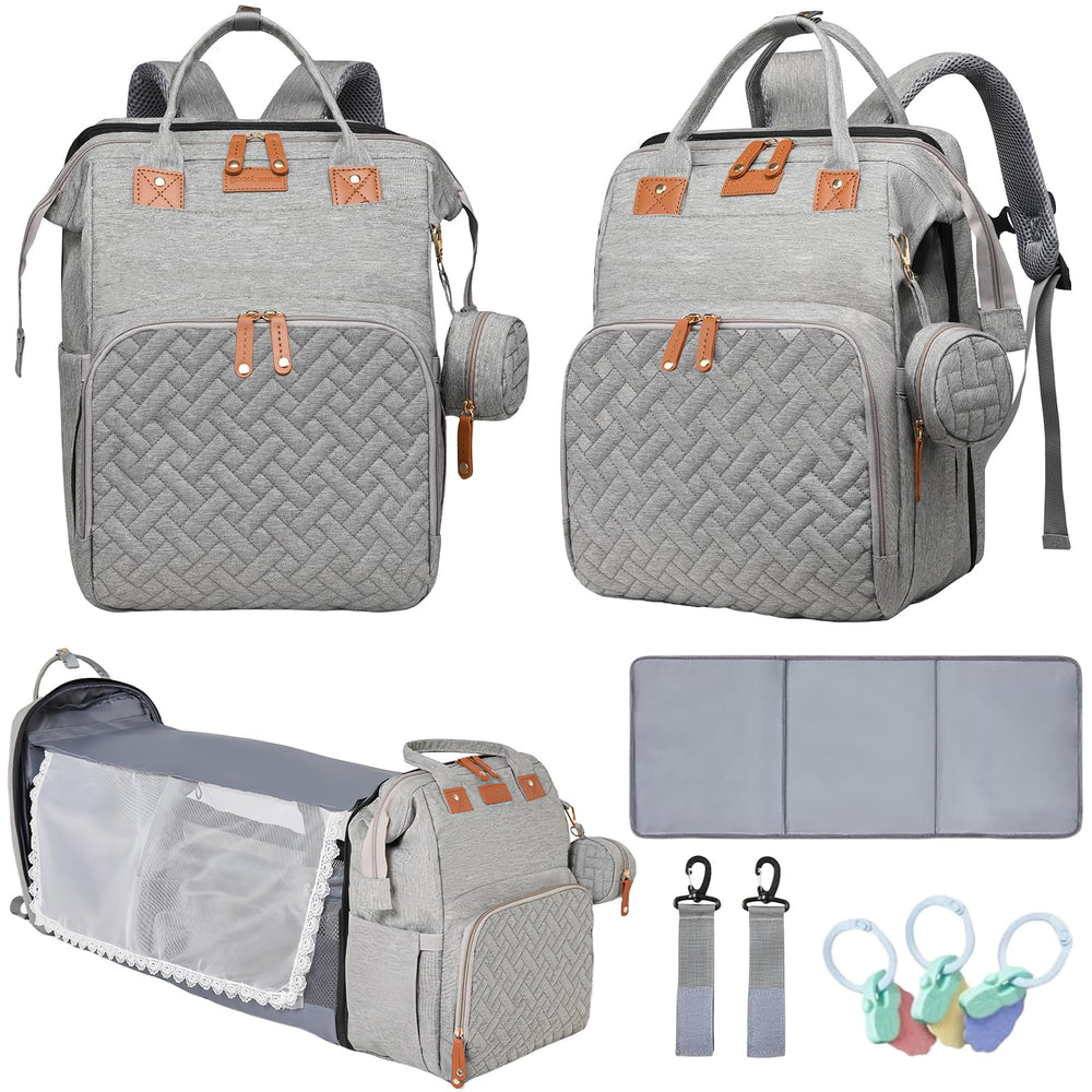 LHDYMXYN baby diaper bag with changing station in gray designed for quick on-the-go changes