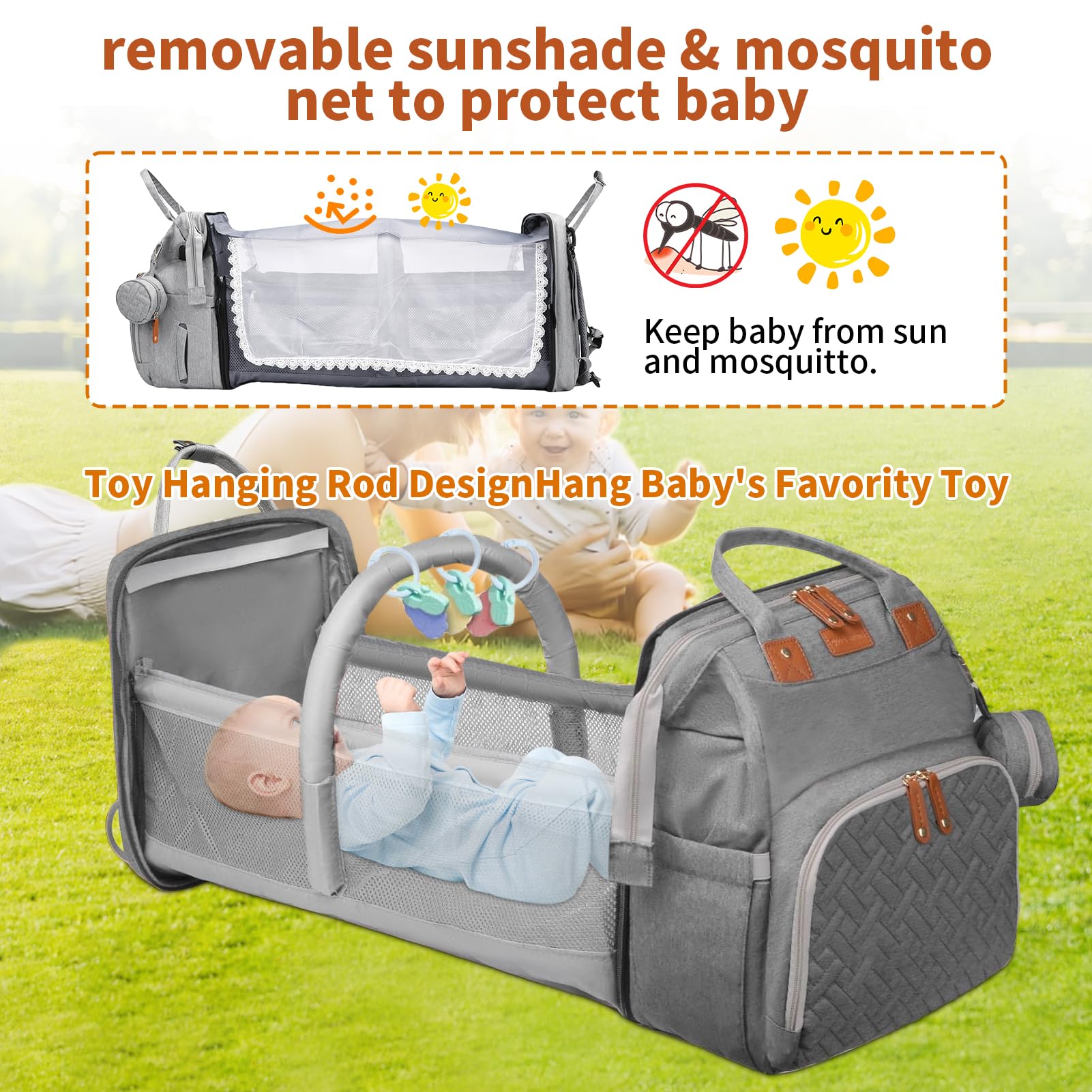 LHDYMXYN storage pockets organize diapers and bottles for family travel